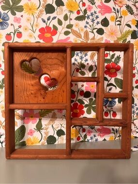Cottagecore Heart Shelf with Cutouts Vintage Rustic Folk Art Home Decor
